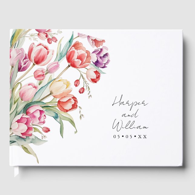 Livre D'or mariage tulipe aquarelle (Recto)