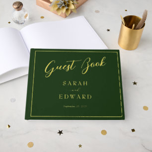 Livre D'or Mariage vert foncé Gold Foil Guestbook