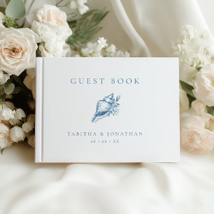 Livre D'or Mariage vintage Blue Seashell Beach