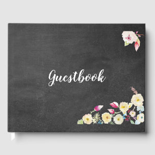 Livre D'or Mariage Vintage Floral Rustique Chalkboard