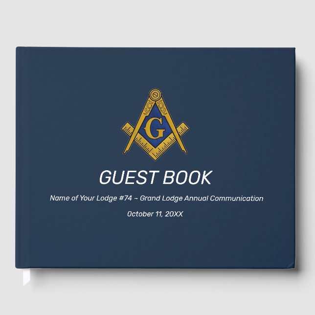 Livre D'or Marine Blue Freemasons Masonry Carré et boussole (Recto)