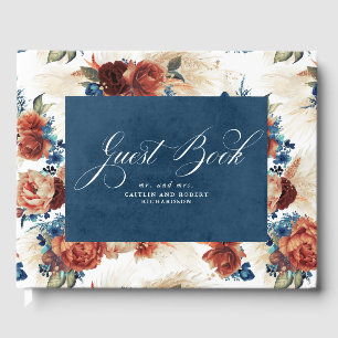 Livre D'or Marine Blue Terracotta Boho Floral Mariage