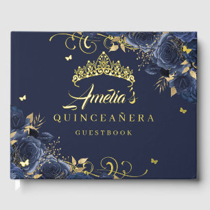 Livre D'or Marine Rose Floral Swirl Quinceanera Gold