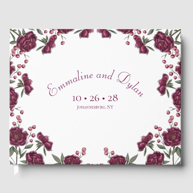 Livre D'or Maroon Rose Wedding (Recto)