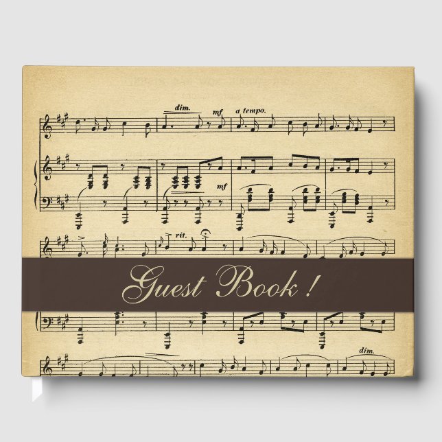 Livre D'or Marron Antique Musique Voir Mis à Jour (Recto)