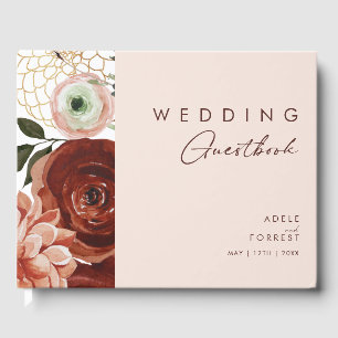 Livre D'or Marsala Autumn Floral   Blush Mariage Guest Book