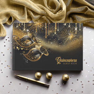 Livre D'or Masque de Mascarade Quinceañera Noir Or ID1031