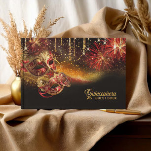 Livre D'or Masque de Mascarade Quinceañera Rouge Or ID1031