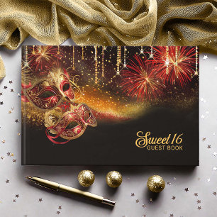 Livre D'or Masque de Mascarade Sweet 16 Rouge Or ID1032