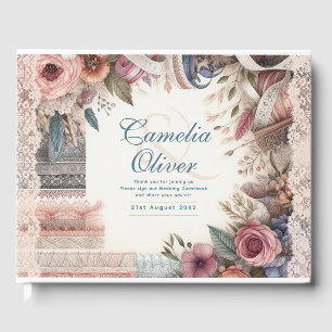 Livre D'or Maximaliste Mariage Vintage Floral Turquoise