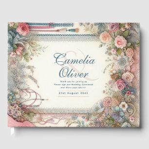 Livre D'or Maximaliste Mariage Vintage Floral Turquoise