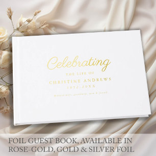 Livre D'or Mémorial "Célébration de la vie" Gold-Foil, Blanc