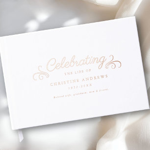Livre D'or Mémorial "Célébration de la vie" Gold-Foil, Blanc