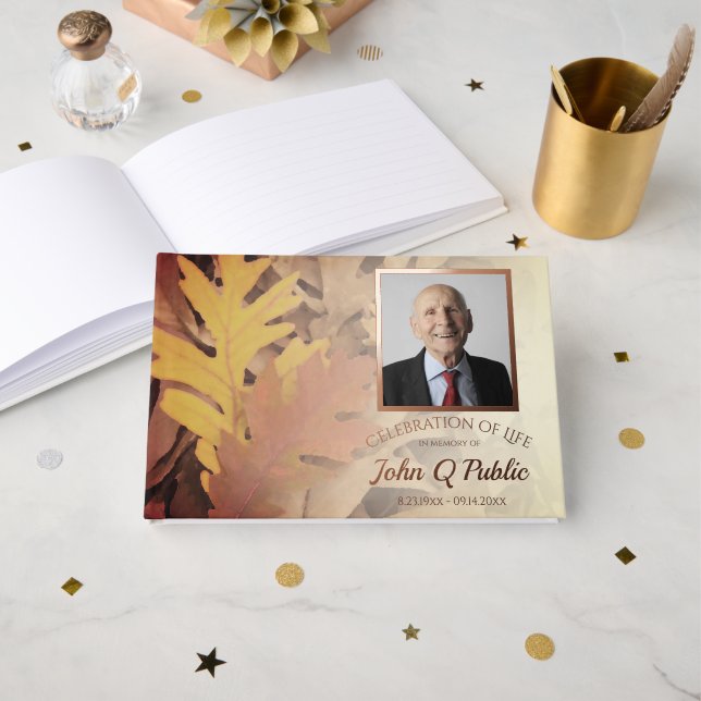 Livre D'or Mémorial des feuilles d'automne peintes Célébratio (Recto ouvert)