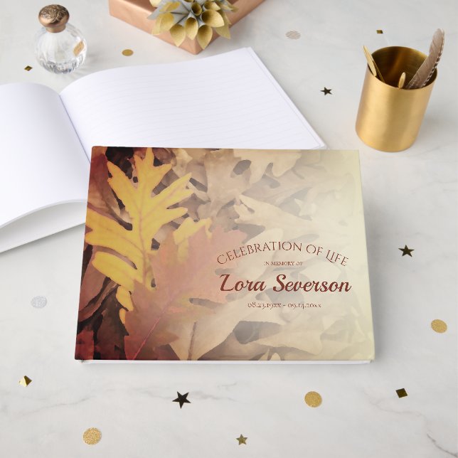 Livre D'or Mémorial des feuilles d'automne peintes Célébratio (Recto ouvert)