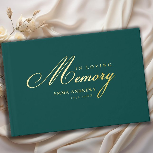 Livre D'or Mémorial "En mémoire d'amour" Gold-Foil, Turquoise (Créateur téléchargé)
