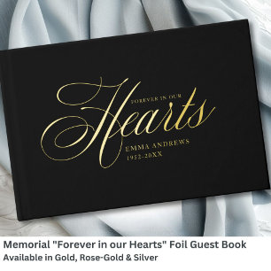 Livre D'or Mémorial "Forever in our Hearts" Gold-Foil, Noir