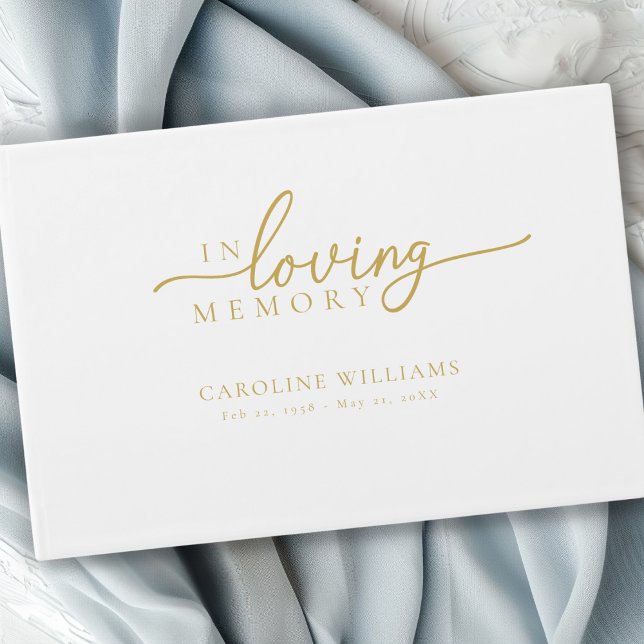 Livre D'or Mémorial "In Love Memory", Nom, Citation ("In Loving Memory" Memorial, Name, Quote " celebration of life, white funeral guest book.)