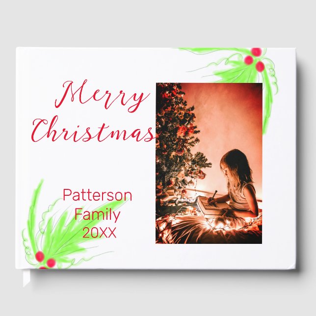 Livre D'or Merry Bright Christmas ajouter nom de famille bien (Recto)