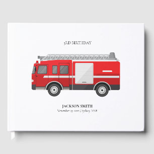Livre D'or Mignon Moteur de Camion de Pompiers Rouge Annivers