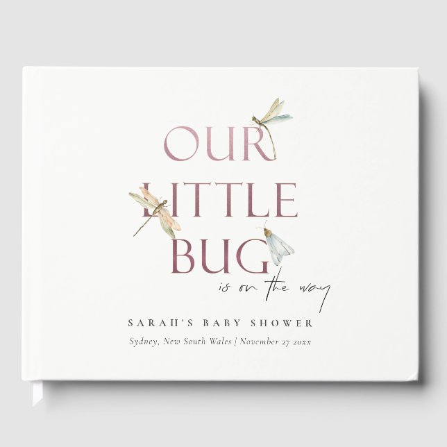 Livre D'or Mignonne notre petit Baby shower de libellules ros (Recto)