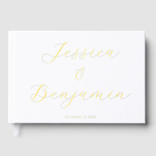 Livre D'or Mini Élégant Script Gold Foil personnalisé blanc