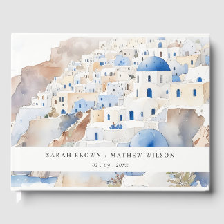 Livre D'or Minimal chic Santorini Grèce Mariage aquarelle