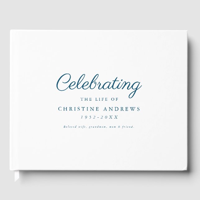 Livre D'or Minimal & élégant "Célébration de la vie" Blanc (Recto)