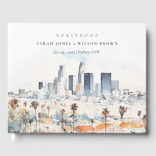 Livre D'or Minimal Los Angeles, Californie Mariage d'aquarell