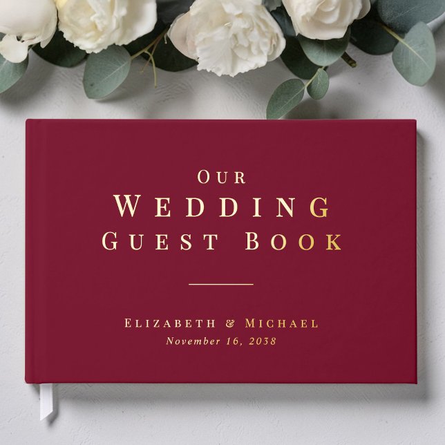 Livre D'or Minimalist Burgundy Wedding (Minimalist Burgundy Wedding Foil Guest Book)