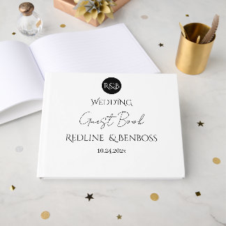 Livre D'or Minimalist Elegant Black & White Wedding