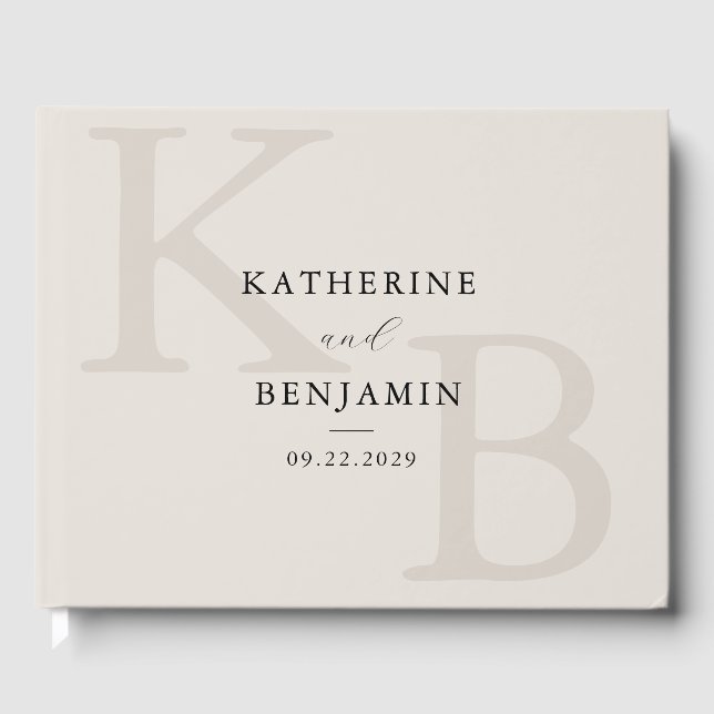 Livre D'or Minimalist Ivory Monogram Modern Wedding (Recto)