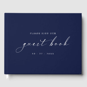 Livre d'or minimaliste bleu de minuit pour Mariage