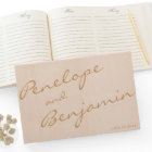 Minimaliste Boho Peach Gold Script Mariage personn