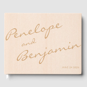 Livre D'or Minimaliste Boho Peach Gold Script Mariage personn
