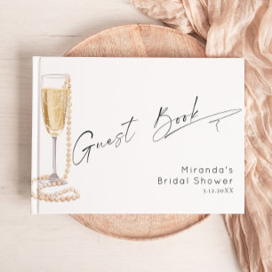 Livre D'or Minimaliste Moderne Perles et Prosecco Mariage