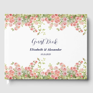 Livre D'or Minimaliste Simple Joli rose vigne mariage floral