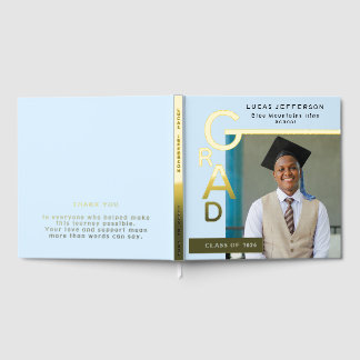 Livre D'or Modern Cool Blue Graduation Photo Gold