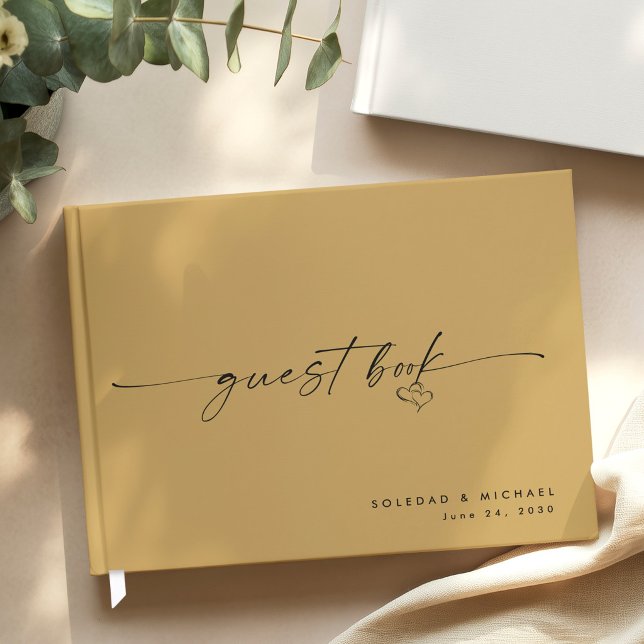 Livre D'or Modern Minimalist Gold Script Wedding (Créateur téléchargé)