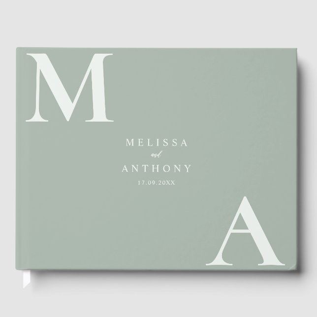Livre D'or Modern Sage Green Minimalist Wedding (Recto)