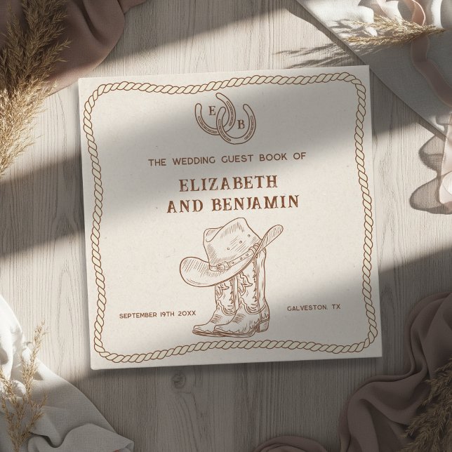 Livre D'or Modern Western Horseshoe Initials Cowboy Wedding (Créateur téléchargé)