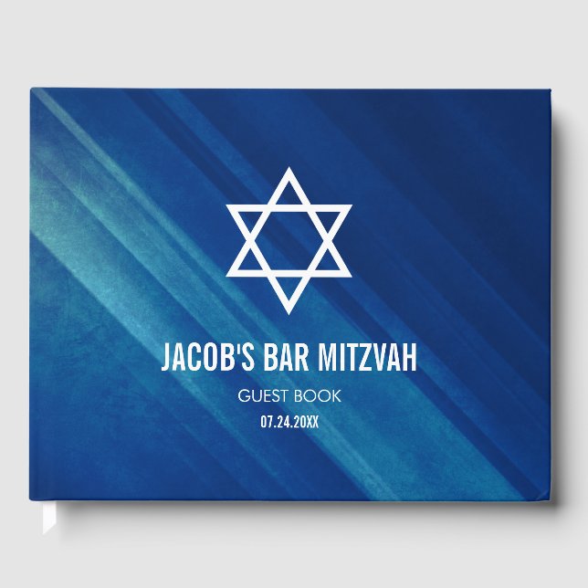 Livre D'or Moderne Blue Grunge Bar Mitzvah (Recto)