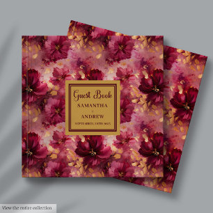 Livre d'or moderne Blush Bourgogne Mariage d'or Li