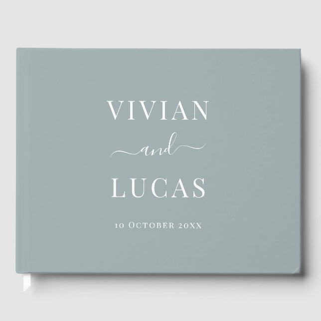 Livre D'or Moderne Dusty Blue Formal Minimal Mariage (Recto)
