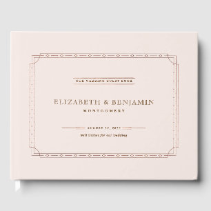 Livre D'or Moderne Elégant Art Déco Blush Rose or