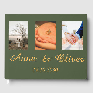 Livre D'or Moderne Elegant Chic manuscrit photo Mariage Gues