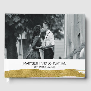 Livre d'or moderne Faux Gold Brushstroke Mariage