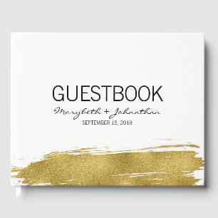 Livre d'or moderne Faux Gold Brushstroke Mariage
