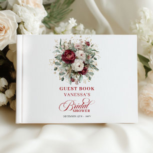 Livre D'or Moderne Invitée de Fête de Mariage Florale Dorée d