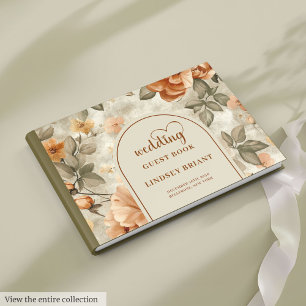 Livre D'or Moderne Mariage Bohème Brûlé Orange Beige Olive Sa